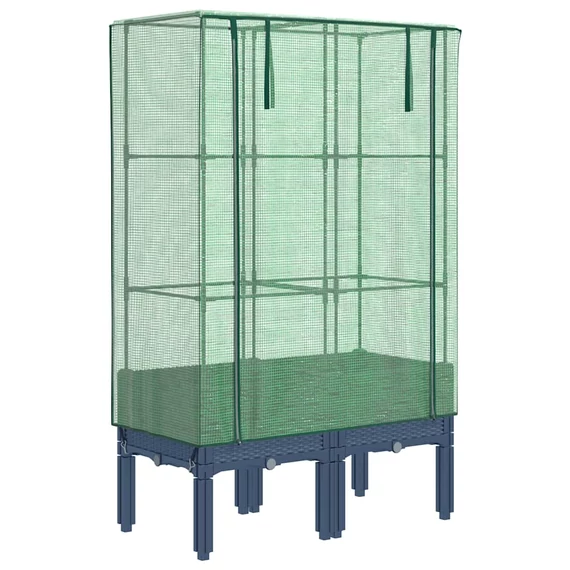 rattan megjelenésű magaságyás melegháztakaróval 80x40x140 cm