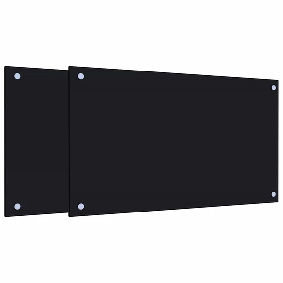 vidaXL 2 db fekete edzett üveg konyhai fröccsenésgátló 70 x 40 cm