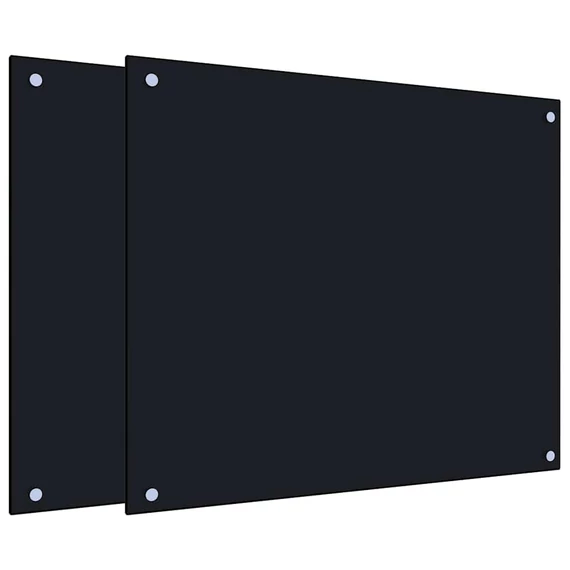 vidaXL 2 db fekete edzett üveg konyhai fröccsenésgátló 70 x 60 cm