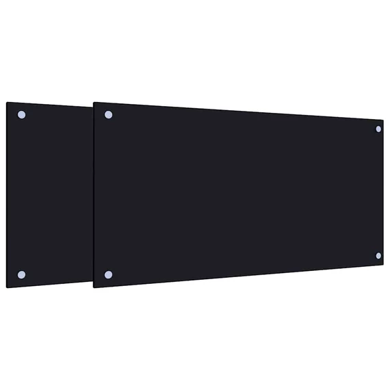 vidaXL 2 db fekete edzett üveg konyhai fröccsenésgátló 80 x 40 cm