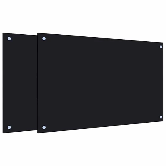 vidaXL 2 db fekete edzett üveg konyhai fröccsenésgátló 80 x 50 cm