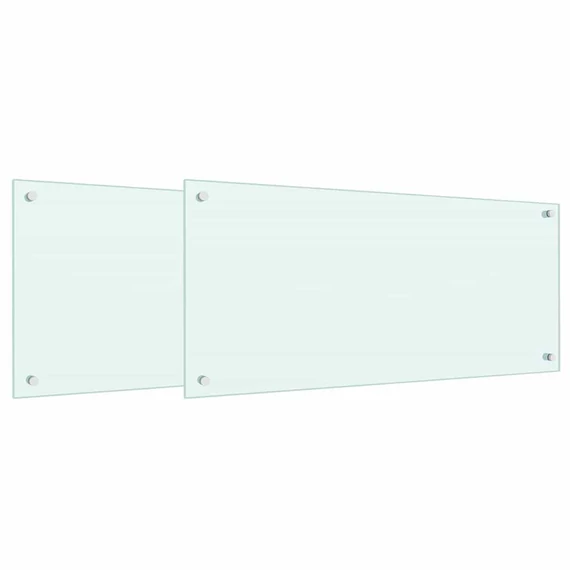 vidaXL Konyhai fröccsenésgátló 2 pcs Fehér 90 x 40 cm edzett üveg