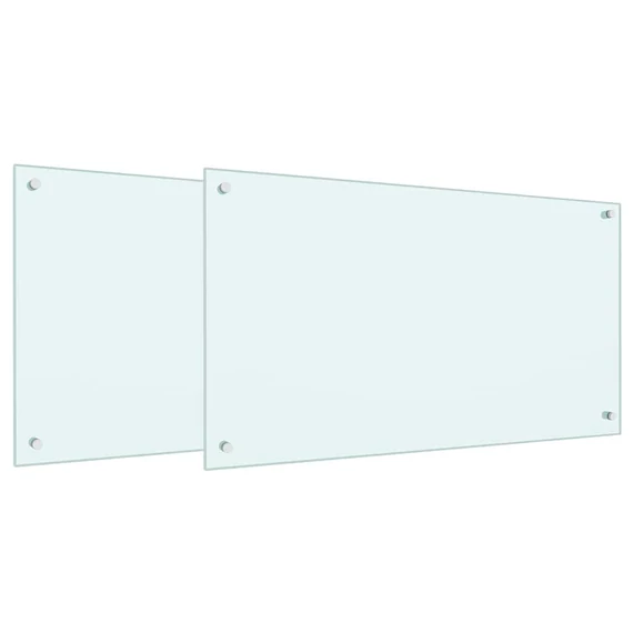 vidaXL Konyhai fröccsenésgátló 2 pcs Fehér 90 x 50 cm edzett üveg
