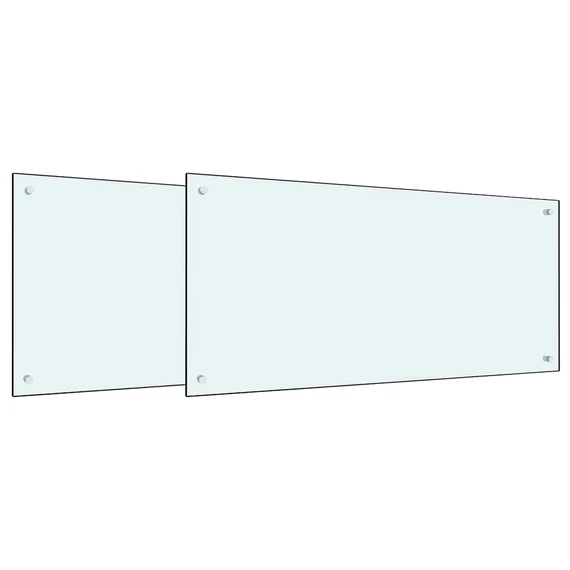 vidaXL Konyhai fröccsenésgátló 2 pcs Fehér 100 x 50 cm edzett üveg