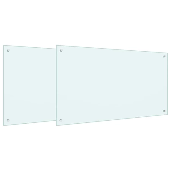 vidaXL Konyhai fröccsenésgátló 2 pcs Fehér 100 x 60 cm edzett üveg