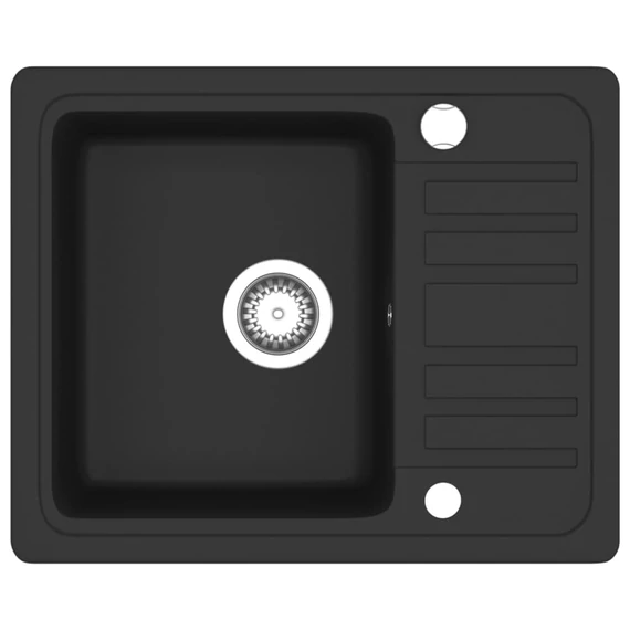 Fekete, egymedencés gránit mosogatótálca 57,5 x 46 x 28 cm