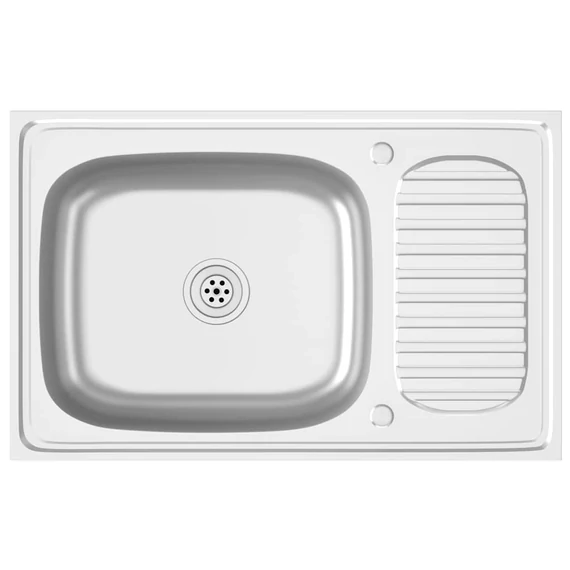 vidaXL ezüst rozsdamentes acél lefolyós konyhamosogató 800x500x155 mm