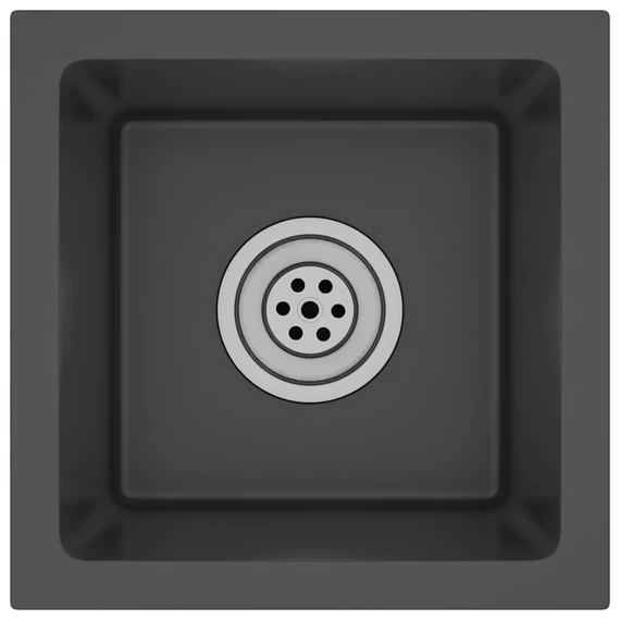 vidaXL fekete kézzel készült rozsdamentes acél mosogató