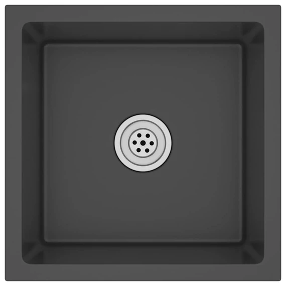 vidaXL fekete kézzel készült rozsdamentes acél mosogató