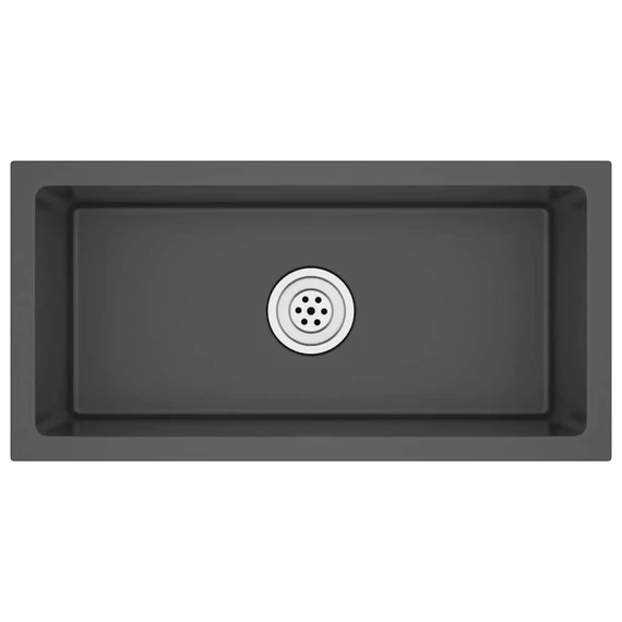 vidaXL fekete kézzel készült rozsdamentes acél mosogató