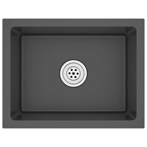 vidaXL fekete kézzel készült rozsdamentes acél mosogató