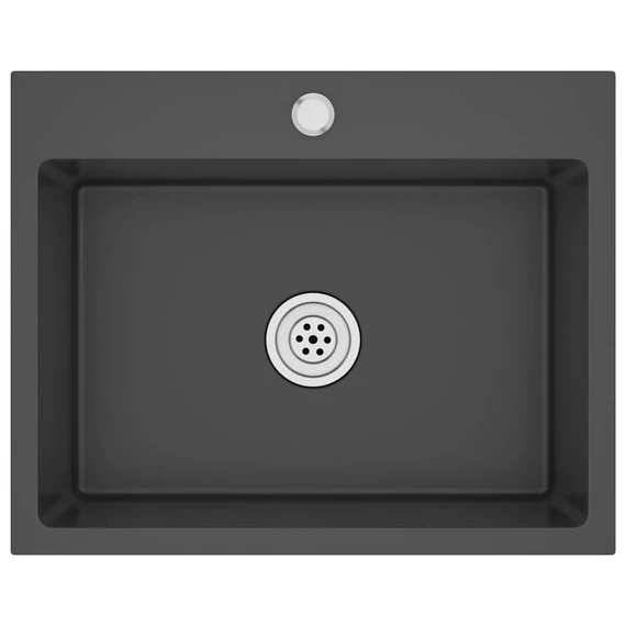 vidaXL fekete kézzel készült rozsdamentes acél mosogató