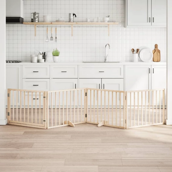 Nyárfa kutyakapu összecsukható ajtóval, 4 panellel, 320 cm