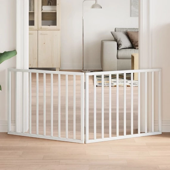 Összecsukható, 2 paneles, fehér nyárfa kutyakapu 160 cm