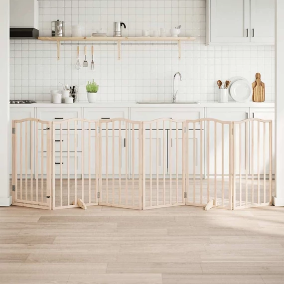 Összecsukható ajtós kutyakapu 6 panellel, 300 cm, nyárfa