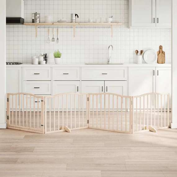 Nyárfa 4 paneles összecsukható kutyakapu ajtóval 320 cm