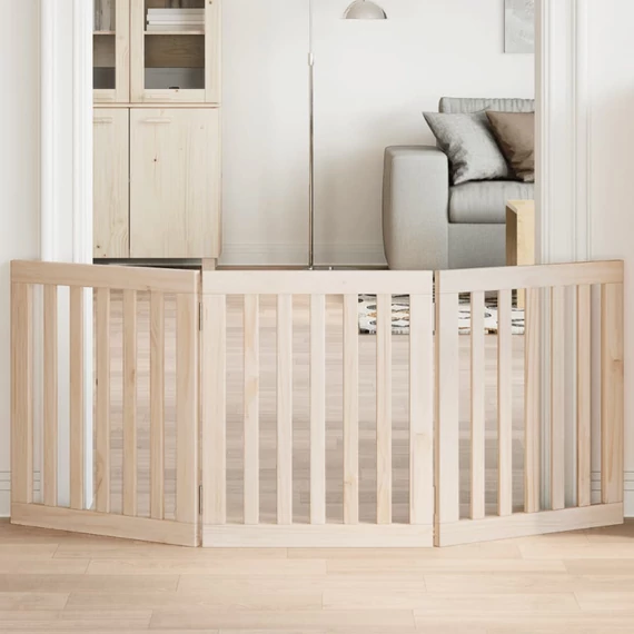 Összecsukható kutyakapu 3 panelből, 150 cm, nyárfa