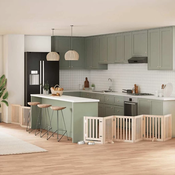 Nyárfa 9 paneles összecsukható kutyakapu ajtóval 450 cm