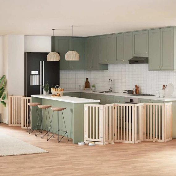 Nyárfa 15 paneles összecsukható kutyakapu ajtóval 750 cm