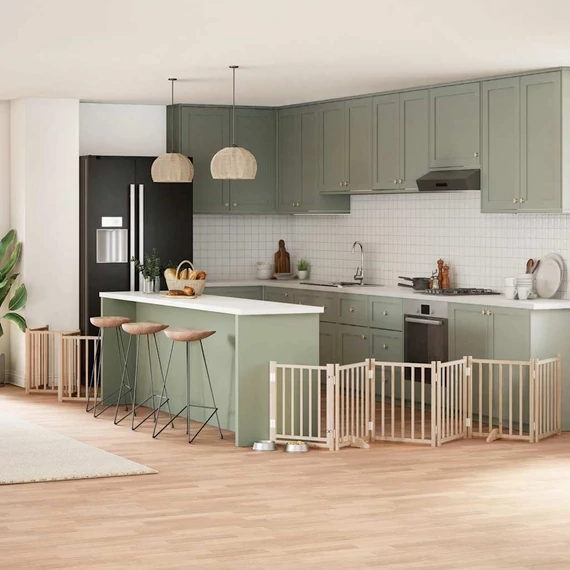 Nyárfa 12 paneles összecsukható kutyakapu ajtóval 600 cm