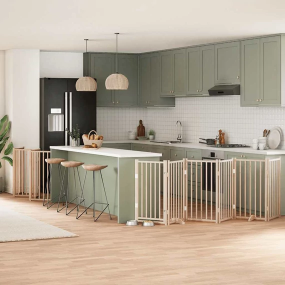 Nyárfa 12 paneles összecsukható kutyakapu ajtóval 600 cm