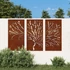 Kép 1/10 - vidaXL 3 db famintás corten acél kerti faldí­sz 105 x 55 cm