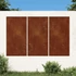 Kép 1/10 - vidaXL 3 db napmintás corten acél kerti faldí­sz 105 x 55 cm