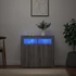Kép 3/11 - Szürke sonoma tálalószekrény LED-világí­tással 80 x 35 x 75 cm