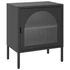 Kép 1/10 - Fekete üveg és acél éjjeliszekrény 50 x 35 x 60 cm