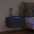 Kép 2/11 - Fekete falra szerelhető éjjeliszekrény LED fényekkel