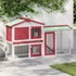Kép 2/8 - vidaXL piros és fehér fa kültéri nyúlketrec 145 x 45 x 84 cm