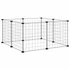 Kép 1/8 - 8 paneles fekete acél kisállatketrec 35 x 35 cm