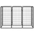 Kép 1/7 - 8-paneles fekete porszórt acél kutyakennel 50 x 100 cm