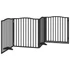 Kép 6/11 - Fekete nyárfa 4 paneles összecsukható kutyakapu ajtóval 320 cm