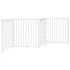 Kép 6/11 - Fehér tömör fa 4 paneles összecsukható kutyakapu ajtóval 320 cm