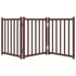Kép 4/9 - Barna tömör fenyőfa 3 paneles összecsukható kutyakapu 150 cm