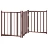 Kép 6/9 - Barna tömör fenyőfa 3 paneles összecsukható kutyakapu 150 cm
